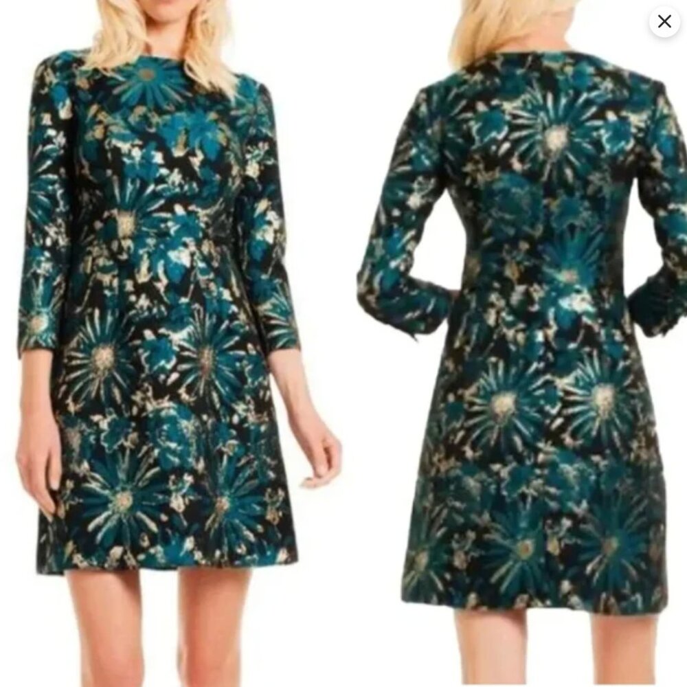Trina Turk Moonrise Metallic Jacquard Dress